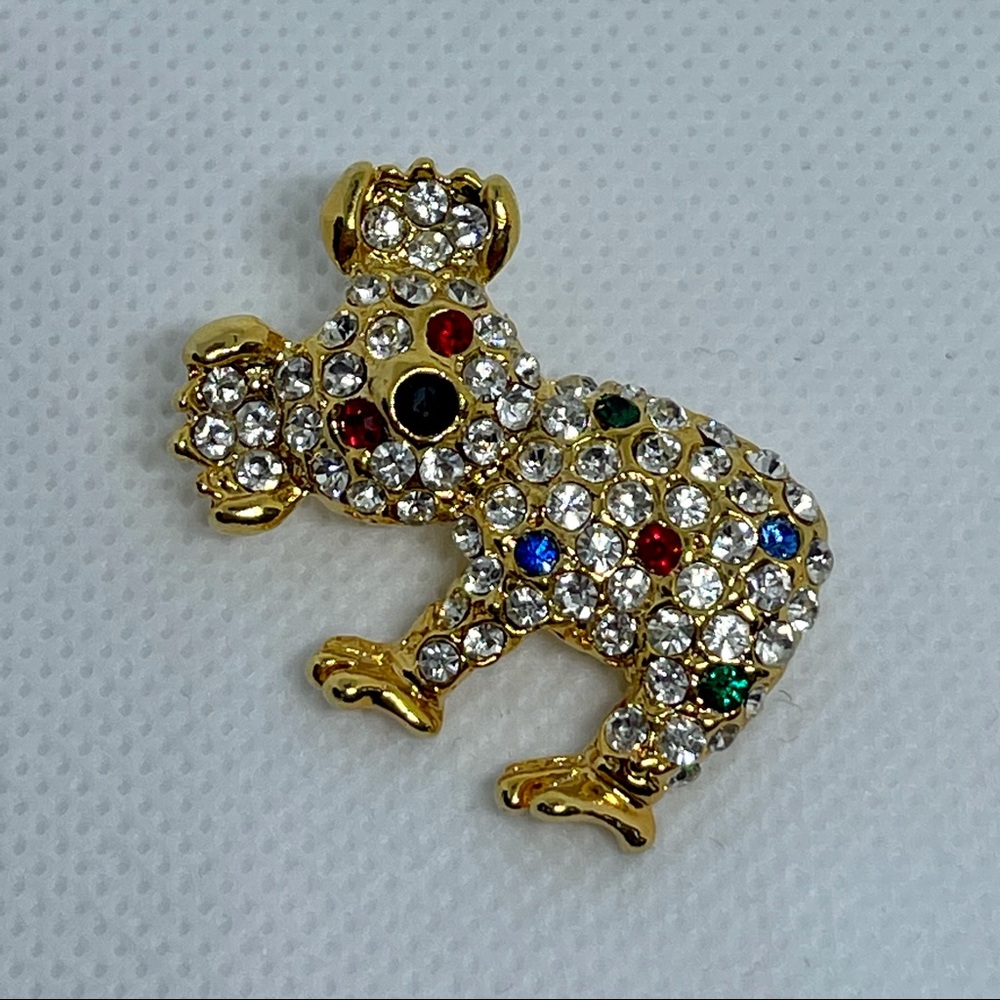 Koala Bear multi-color rhinestone pin brooch